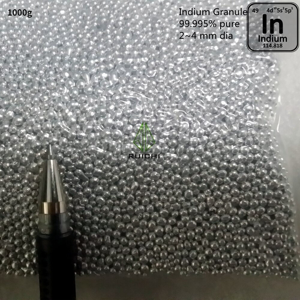 99.995% Purity 10g 20g 50g 100g 500g 1000g Indium Granule Indium Shot element 49 Indium Metal Ball