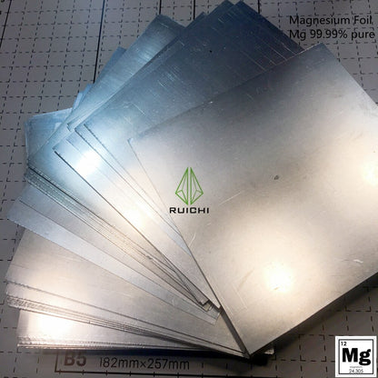 Pure Magnesium Foil Sheet, Mg 99.99%, 0.5x 100 x 100 mm/pc.