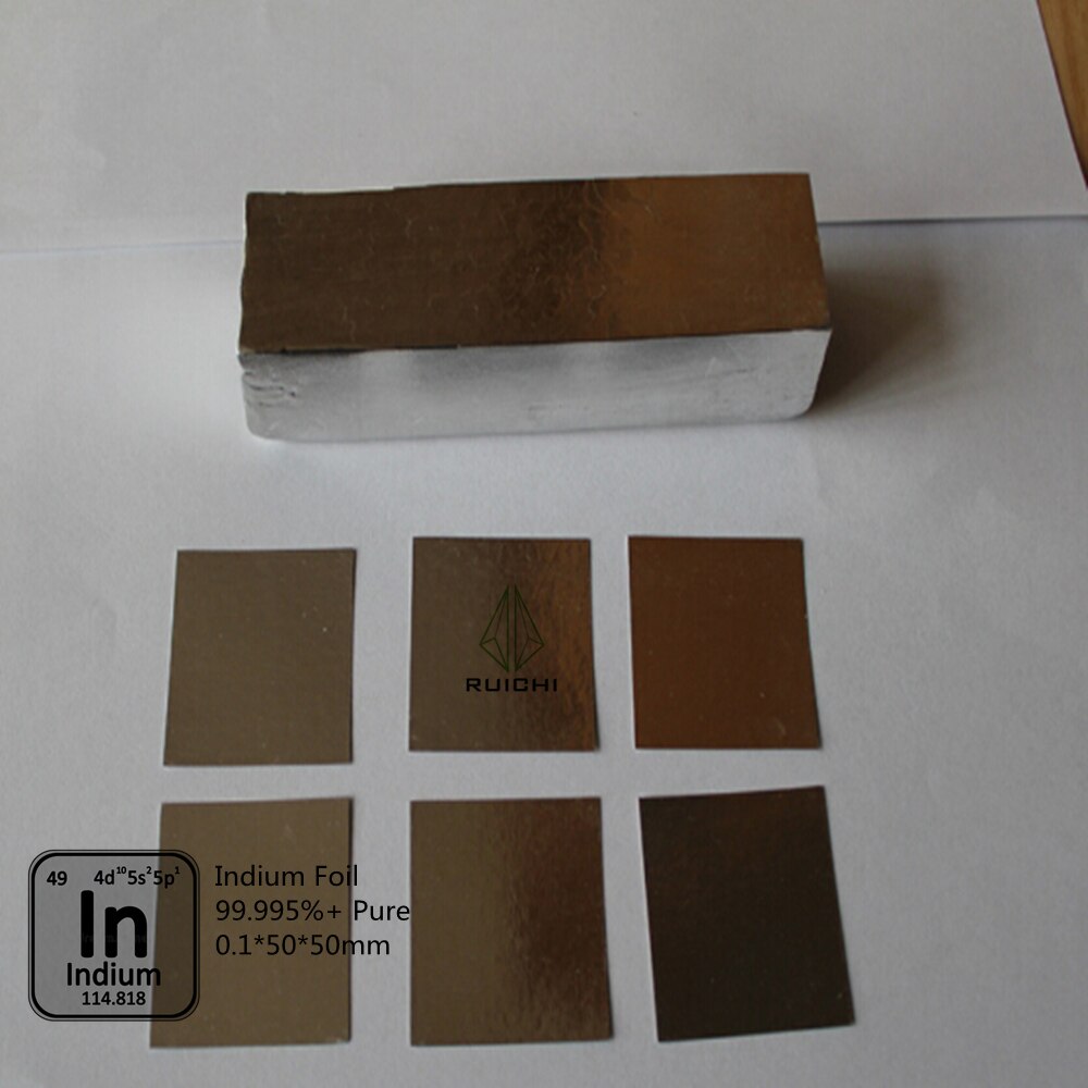 0.1mm Thickness Indium Foil Metal Sheet 99.995% Pure