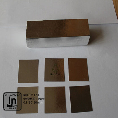 0.1mm Thickness Indium Foil Metal Sheet 99.995% Pure