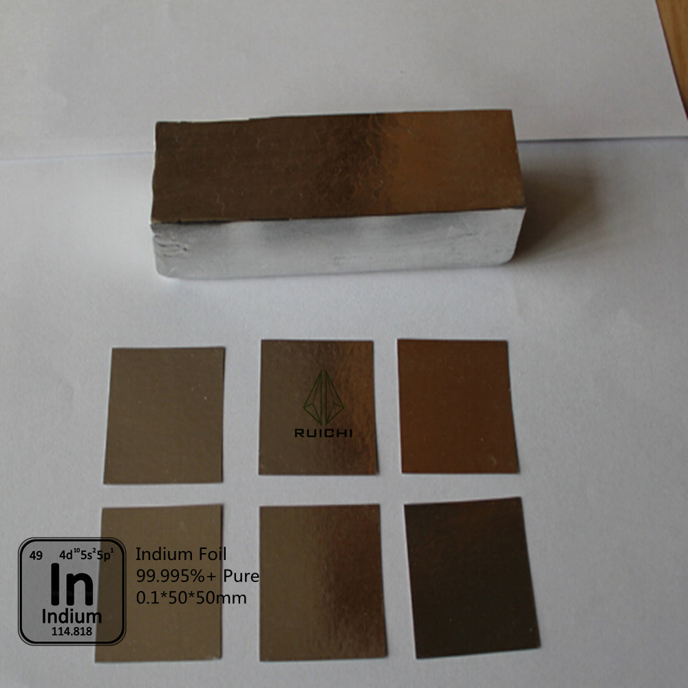0.1mm Thickness Indium Foil Metal Sheet 99.995% Pure